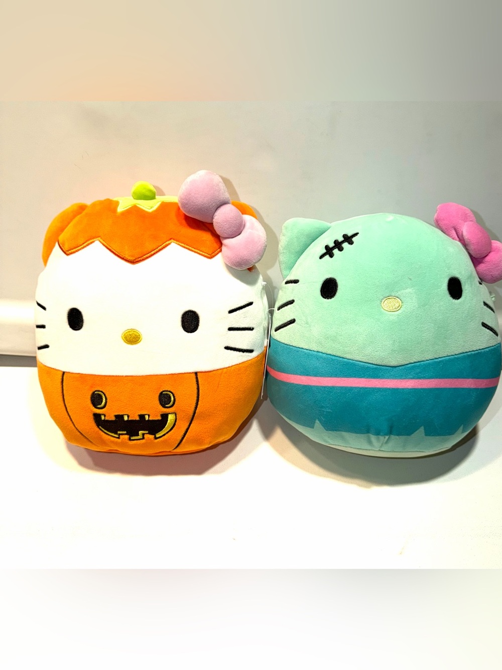 NWT Squishmallows Bundle of 2 Halloween Hello Kitty Franken & Pumpkin 8”